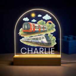 Personalized Led London Trains Night Light, Kids Bedroom Decor, Nursery Lamp, Birthday Train Gift - thumbnail 1
