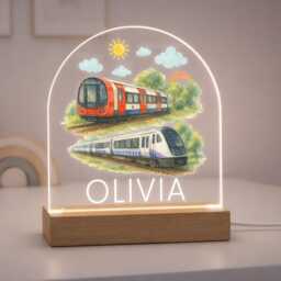 Personalized Led London Trains Night Light, Kids Bedroom Decor, Nursery Lamp, Birthday Train Gift - thumbnail 3