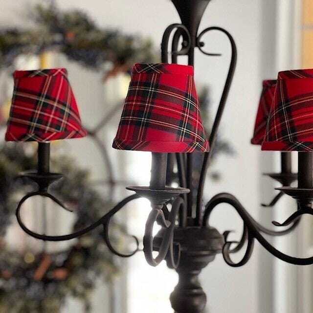 Red Tartan Chandelier Lampshade Custom Plaid Shade - image 1