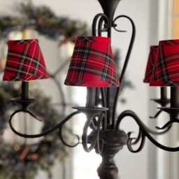 Red Tartan Chandelier Lampshade Custom Plaid Shade - thumbnail 1