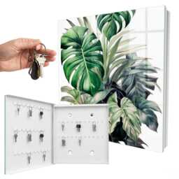 Exotic Leaves Key Cabinet For Home, Green Industrial Box, Modern Flowers & Plants, Nature Lovers - thumbnail 2