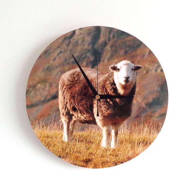 Sheep Wall Clock - Decoupage Photo Herdwick Brown Farm Animal Lake District - image 1