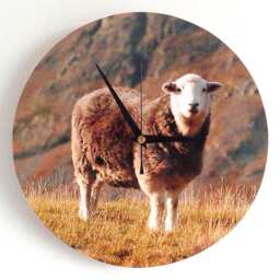 Sheep Wall Clock - Decoupage Photo Herdwick Brown Farm Animal Lake District - thumbnail 2