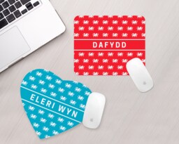 Mat Llygoden Ddraig Goch Personol - Personalised Welsh Dragon Mouse Office Decor Y Cymraeg - thumbnail 1