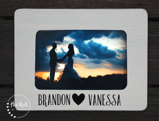 Personalized Wedding Picture Frame 4x6 - Hand-Painted Bridal Gift - image 1