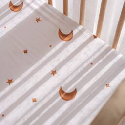 star Moon Patterned Organic Cotton Fitted Sheets - Custom Bed Cover Crib Twin Size Nursery Bedding Unique Baby Gifts - thumbnail 4
