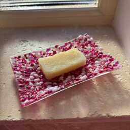 Handmade Pink Glass Soap Dish - thumbnail 3