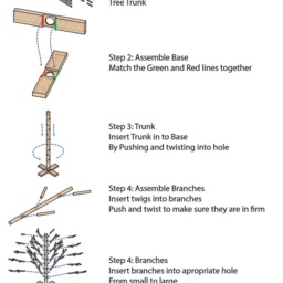 Minimalist Wood Dowel Christmas Tree Kit - Handmade Scandinavian Holiday Decor - 4 Ft - thumbnail 4