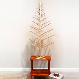 Minimalist Wood Dowel Christmas Tree Kit - Handmade Scandinavian Holiday Decor - 4 Ft - thumbnail 3