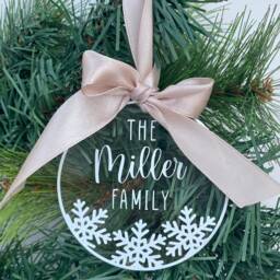 Personalised Family Christmas Bauble Acrylic Snowflake Ornament - thumbnail 2