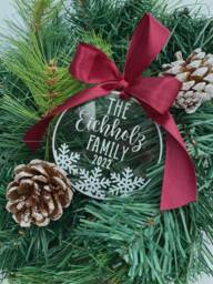 Personalised Family Christmas Bauble Acrylic Snowflake Ornament - thumbnail 1