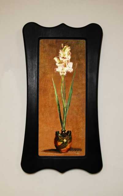 Black Wooden Framed Picture, Art Nouveau Style, Claude Monet, Gladiolus, Print, Wall Hanging Home Decor - image 1