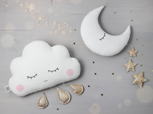 Baby Cloud Mobile ~ Crescent Moon Nursery Decor - image 1
