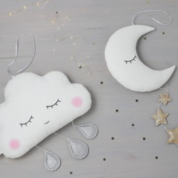 Baby Cloud Mobile ~ Crescent Moon Nursery Decor - thumbnail 2