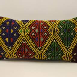 Lumbar Pillow, 12x24 - 30x60 cm Turkish Kilim Boho Throw Pillow Covers Old Cushion Vintage 4Oaf-653 - thumbnail 2