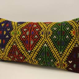 Lumbar Pillow, 12x24 - 30x60 cm Turkish Kilim Boho Throw Pillow Covers Old Cushion Vintage 4Oaf-653 - thumbnail 3
