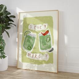 Spicy Margarita Print - Aesthetic Wall Poster Kitchen Artwork Cocktail Drink Lovers Illustration Home Decor Gift Ideas - thumbnail 3