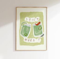 Spicy Margarita Print - Aesthetic Wall Poster Kitchen Artwork Cocktail Drink Lovers Illustration Home Decor Gift Ideas - thumbnail 1