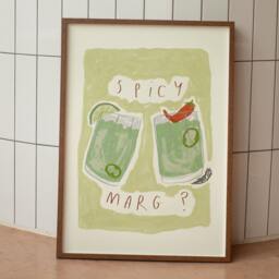 Spicy Margarita Print - Aesthetic Wall Poster Kitchen Artwork Cocktail Drink Lovers Illustration Home Decor Gift Ideas - thumbnail 2