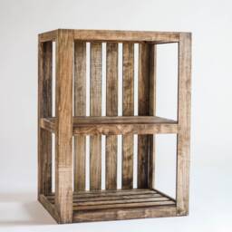Rustic End Table - Wooden Nightstand For Living Room & Bedroom- Medium Brown Stain - thumbnail 4