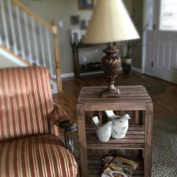 Rustic End Table - Wooden Nightstand For Living Room & Bedroom- Medium Brown Stain - thumbnail 3