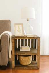 Rustic End Table - Wooden Nightstand For Living Room & Bedroom- Medium Brown Stain - thumbnail 1