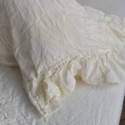 Duvet Cover Set & Pillow With Ruffle Antique White Color Stone Washed Seamless Full King Quilt Linen Duvet Cover Full - thumbnail 3
