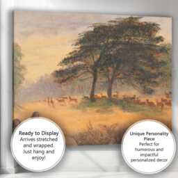 Deer Park Landscape Romantic Countryside Scene Painting Canvas Wall Art Print Decor Picture Ready To Hang - thumbnail 3