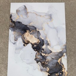 Abstract Fluid Art - Black & Gold Set Of 2 Prints - thumbnail 2