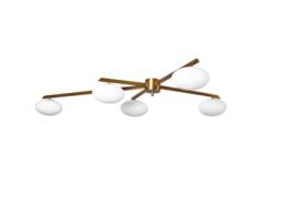 Mid Century Handmade Italian Brass Ceiling Lamp Light, Statement Lelli 5-Light Living Dining Room
