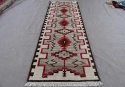 2'6x8'4 Ft Runner Rug, Natural Colors Southwestern Design Navajo Afghan Hand Knotted Wool Rug, Gray Brown Beige Red, Kitchen, Hallway - thumbnail 1