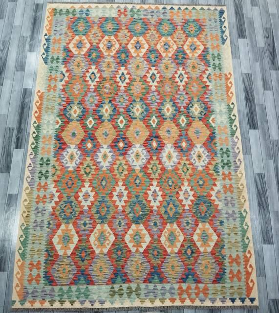 Kilim Rug Classic, Handmade Artisan Afghan Turkish Navajo Natural Wool 302x201 cm - image 1