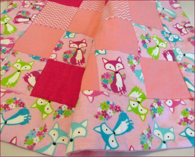 Pink Fox Baby Quilt Flannel Forest Animal Nursery Blanket - image 1