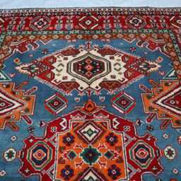 5x7 Ft Afghan Luxury New Area Rug, Medallion Kazak Geometric Rug, Hand Knotted Rug For Living Room - thumbnail 3