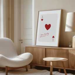 How Lucky Are We Playing Card Red Heart Print, Trendy Aesthetic Wall Art Decor, Retro Poster - thumbnail 3
