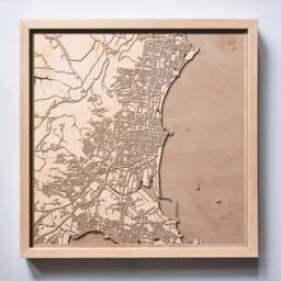 Wollongong Wooden Map - Laser Cut 3D City Streets, Framed Wall Art