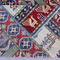 5x8 Pictorial Gabbeh Rug, One Of A Kind Afghan Hand Knotted Veg Dyes Wool Area Kids Room Oriental Red Navy Blue Green Beige - thumbnail 4