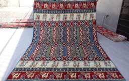 5x8 Pictorial Gabbeh Rug, One Of A Kind Afghan Hand Knotted Veg Dyes Wool Area Kids Room Oriental Red Navy Blue Green Beige - thumbnail 1