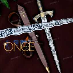 Once Upon A Time Sword Movie Excalibur Legendary Of Emma Swan & Killian Jones Gift + Wooden Scabbard Living Wall Decor - thumbnail 2