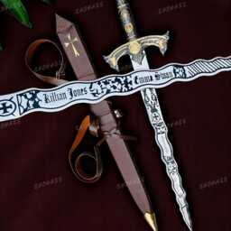 Once Upon A Time Sword Movie Excalibur Legendary Of Emma Swan & Killian Jones Gift + Wooden Scabbard Living Wall Decor - thumbnail 4