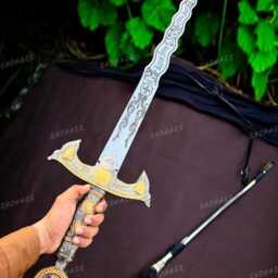 Once Upon A Time Sword Movie Excalibur Legendary Of Emma Swan & Killian Jones Gift + Wooden Scabbard Living Wall Decor - thumbnail 3