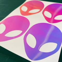 Opal Glow in The Dark Alien Head Stickers Medium - Peel & Stick Decal For Wall Art, Planner, Diary, Phone, Car, Teacher, Journal - thumbnail 2