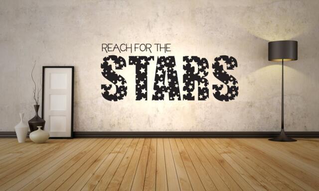 Reach For The Stars - Wall Sticker Contemporary Vinyl Decal Inspirational - image 1