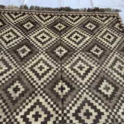 Handwoven Afghan Kilim Rug Geometric Tribal Wool Carpet - 9.5x6.7 Ft - thumbnail 3