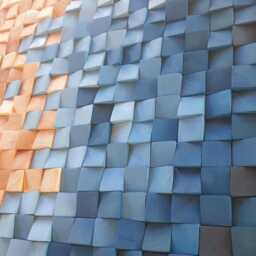Blue Green Ombre Wood Wall Art - 3D Geometric Mosaic Sculpture - thumbnail 3