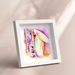 Iridescent Tenor Saxophone - Musical Instrument Painting By Jamie Hansen - thumbnail 1