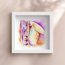 Iridescent Tenor Saxophone - Musical Instrument Painting By Jamie Hansen - thumbnail 2