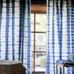 Indigo Tie Dye Cotton Curtain Handmade Shibori Boho Decor