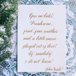 Handwritten Calligraphy Art Print John Keats Quote, Gold Ink - 5x7 - thumbnail 3