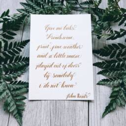 Handwritten Calligraphy Art Print John Keats Quote, Gold Ink - 5x7 - thumbnail 2